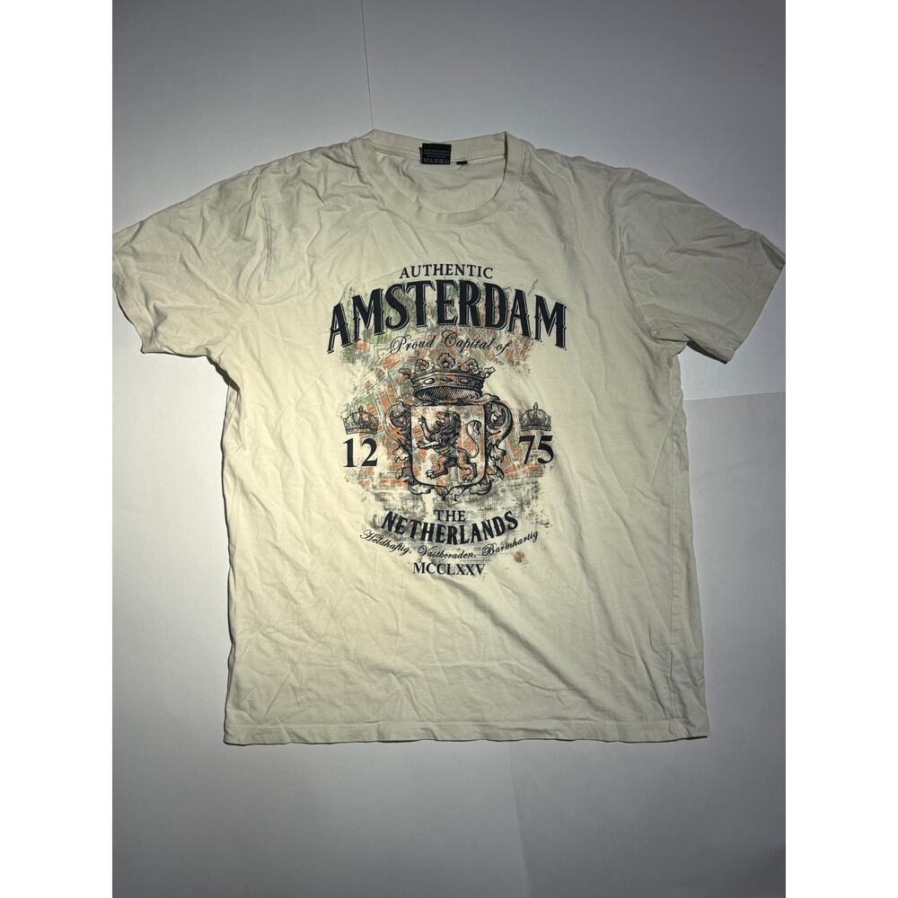 Fox Originals Amsterdam Netherlands Crest Graphic T Shirt Mens XL Off White